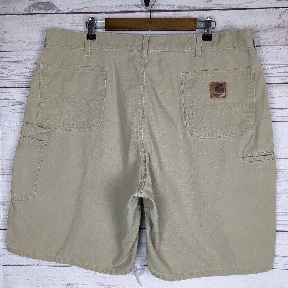 Carhartt‎ Mens Carpenter Shorts sz 40 Tan Duck Canvas Cotton Work Trades Hammer